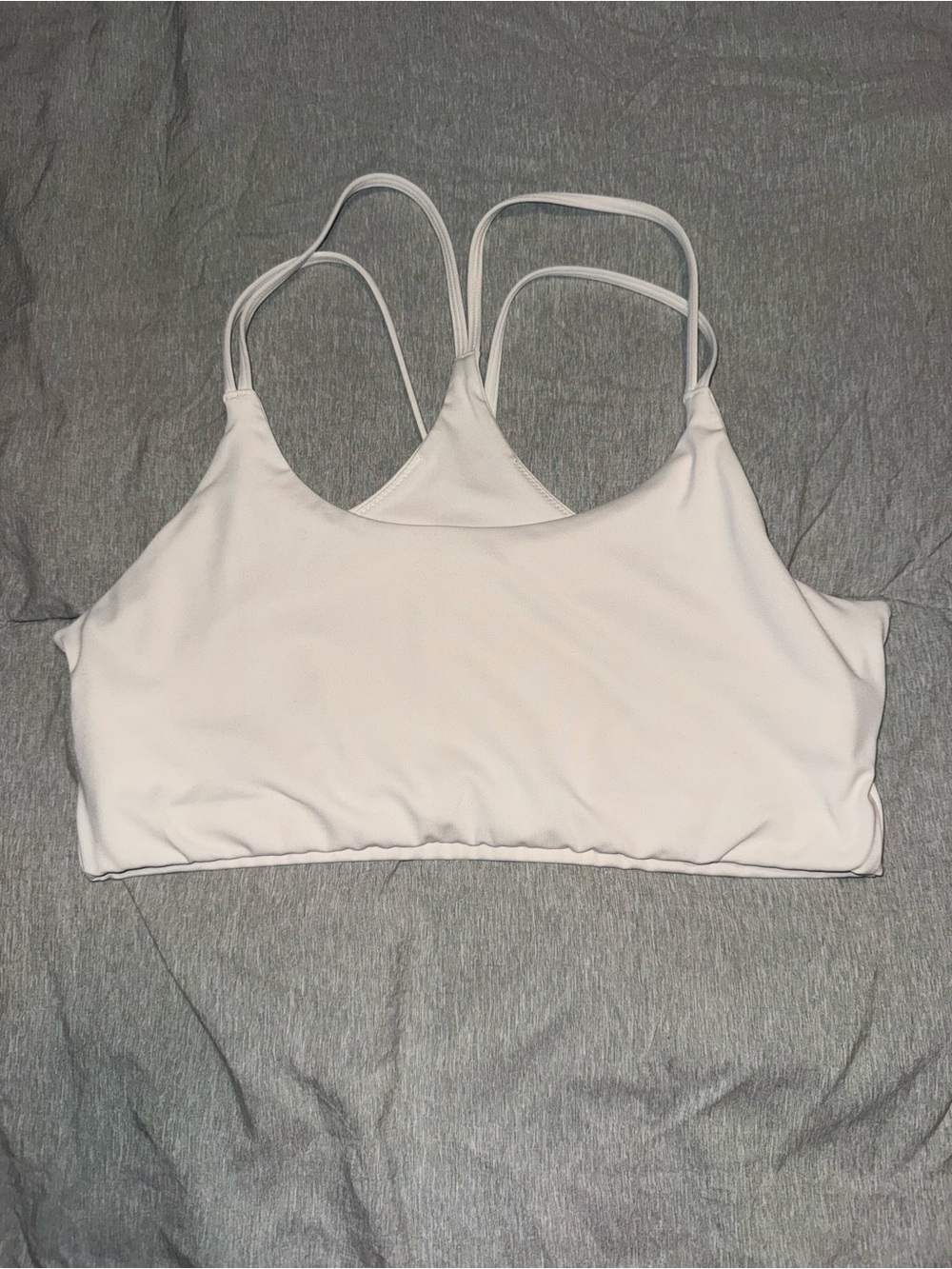 Fabletics White Strappy Sports Bra with Double Back Straps